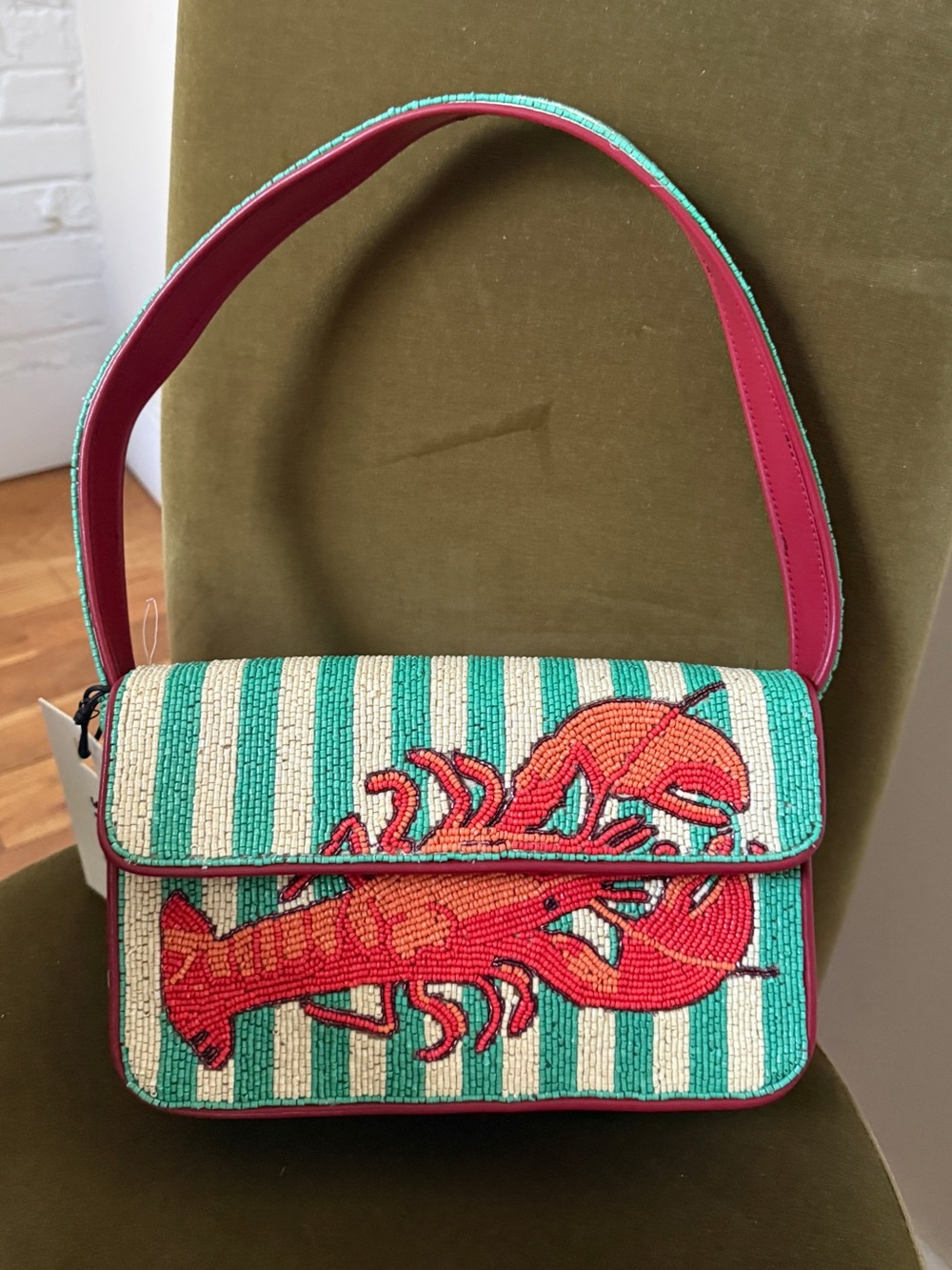NWT STAUD TOMMY BEADED LOBSTER BAG - Picture 2 of 8
